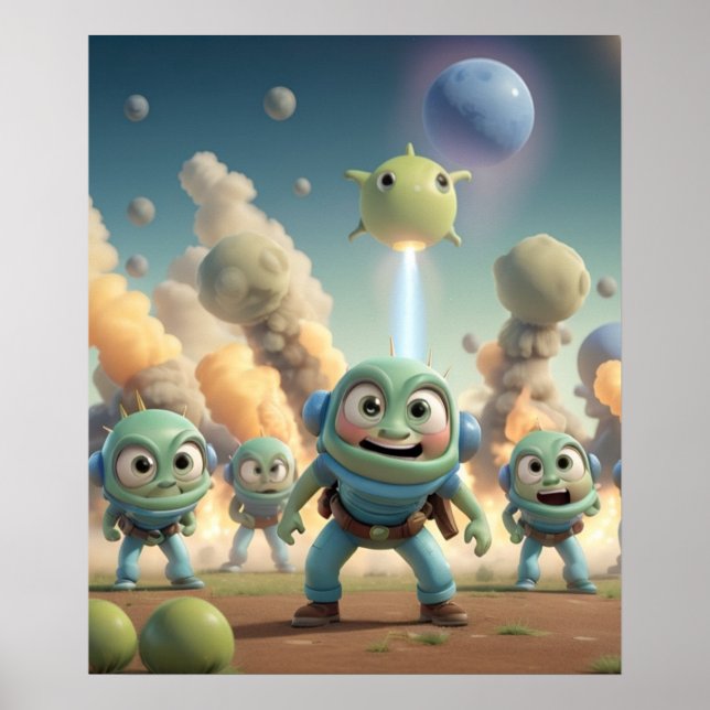 Cute Farting Invading Aliens Poster (Front)