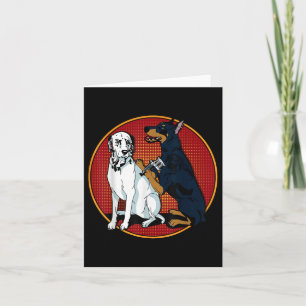 Cute Fashionable Doberman Tattooing Dalmatian Dog Card