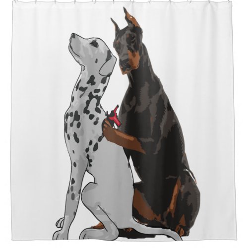 Cute Fashionable Doberman Tattooing Dalmatian Shir Shower Curtain