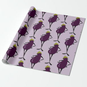 CUTE FASHIONISTA EGGPLANT PATTERN WRAPPING PAPER
