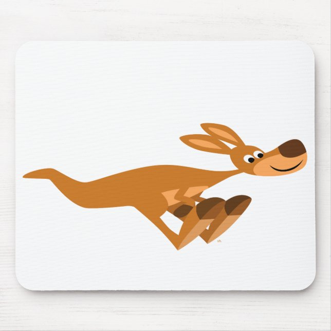 Cute Fast Cartoon Kangaroo Mousepad (Front)