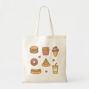 Cute Fast Food Burger Fries Donut Pizza Tote Bag