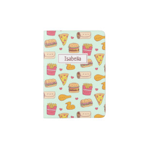 Cute Fast Food Doodles Pattern Personalized Passport Holder