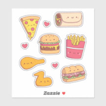 Cute Fast Food Doodles Sticker Pack