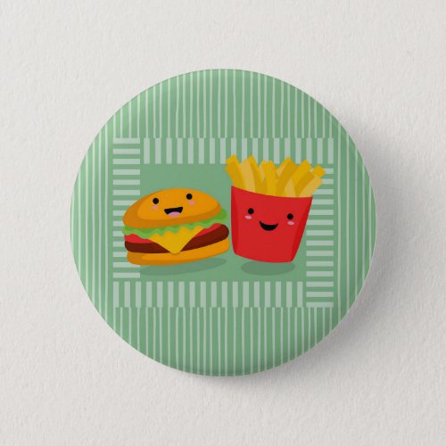 Cute Fast Food Hamburger Fries Button