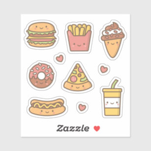 French Fries Fast Food Snack Removable Matte Sticker Sheets Set