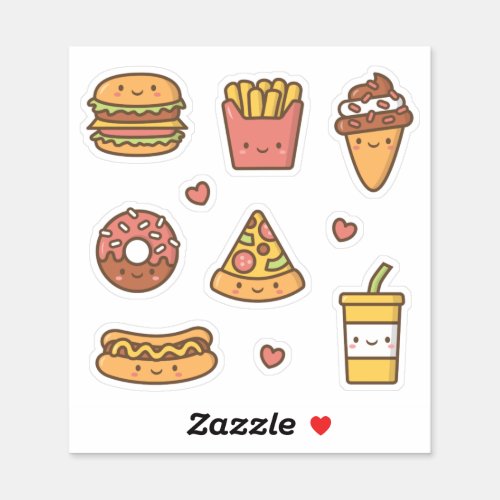 Cute Fast Food Lovers Themed Set Sticker