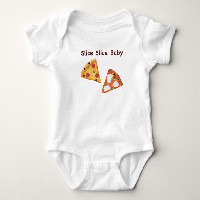 Cute Fast Food Pizza – Kawaii Junk Food Faces Baby Bodysuit (Front)