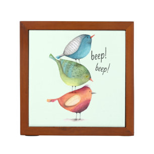 Cute Fat Birds Standing on Each Other Pencil/Pen Holder