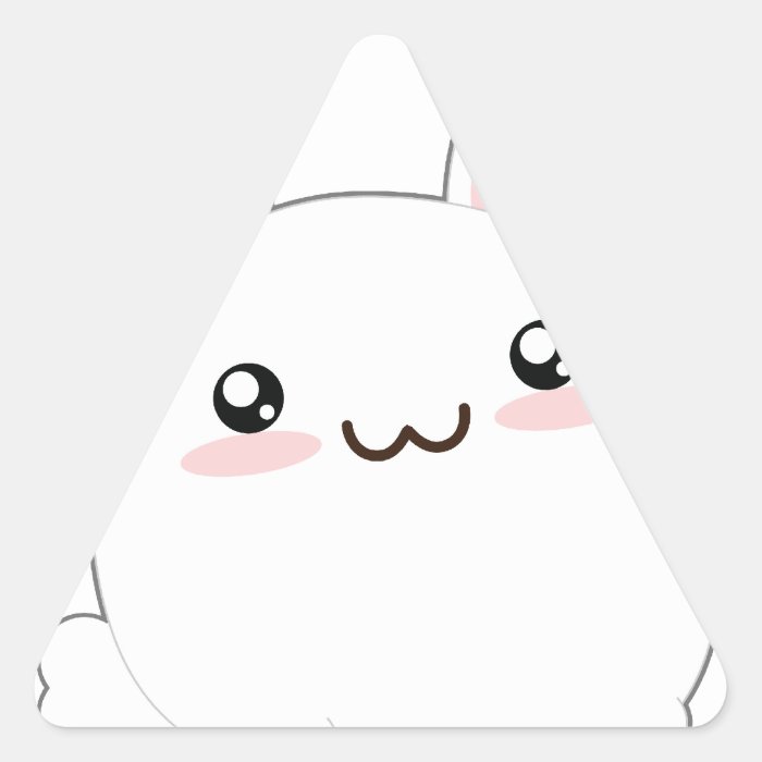 Cute Fat Bunny   Rabbit Adorable Fluffy Triangle Stickers