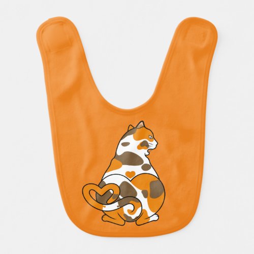 Cute Fat Calico Cat Is Meowing In Love Baby Bib