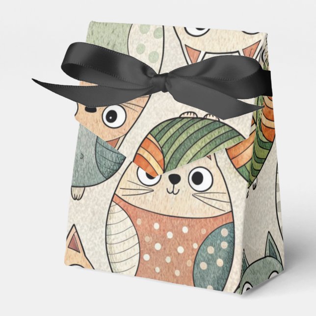Cute Fat Cat Favor Boxes (Front Side)