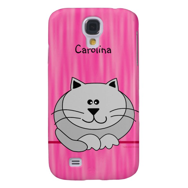 Cute Fat Cat on Pink Personalized Name Cover