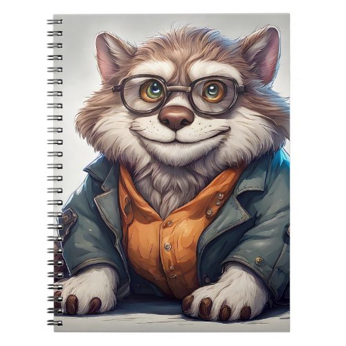 Cute Fat Kitty Cat Wearing Shirt and Jacket  Notebook