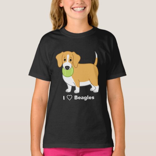 Cute Fat Lemon  White Beagle with Tennis Ball T_Shirt