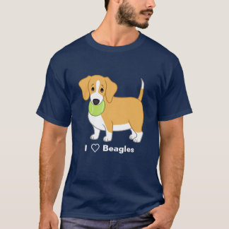 Cute Fat Lemon & White Beagle with Tennis Ball T-Shirt