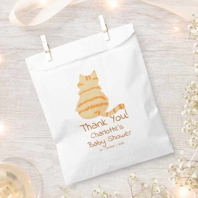 Cute Fat Orange Cat Baby Shower Favor Bag (Clipped)