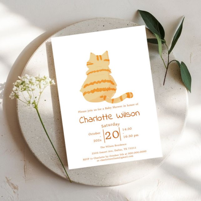 Cute Fat Orange Cat Baby Shower Invitation (Creator Uploaded)