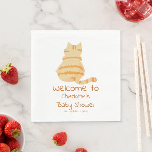 Cute Fat Orange Cat Baby Shower Napkins