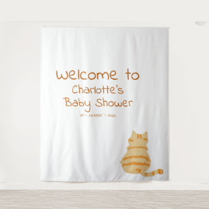 Cute Fat Orange Cat Baby Shower Photo Backdrop