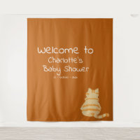 Cute Fat Orange Cat Baby Shower Photo Backdrop