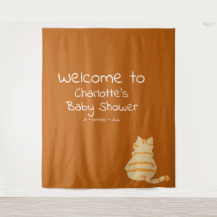 Cute Fat Orange Cat Baby Shower Photo Backdrop
