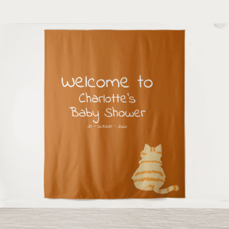 Cute Fat Orange Cat Baby Shower Photo Backdrop