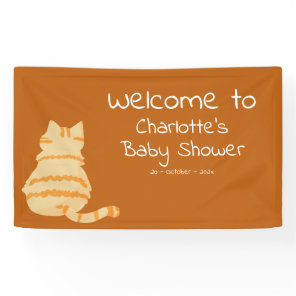 Cute Fat Orange Cat Baby Shower Welcome Banner