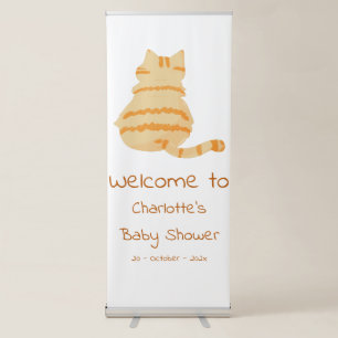 Cute Fat Orange Cat Baby Shower Welcome Retractable Banner