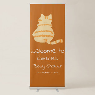 Cute Fat Orange Cat Baby Shower Welcome Retractable Banner