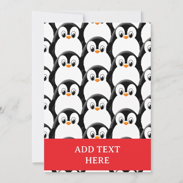 Cute Fat Penguin All Over Print Pattern Holiday Card (Front)