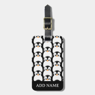 Cute Fat Penguin All Over Print Pattern Luggage Tag