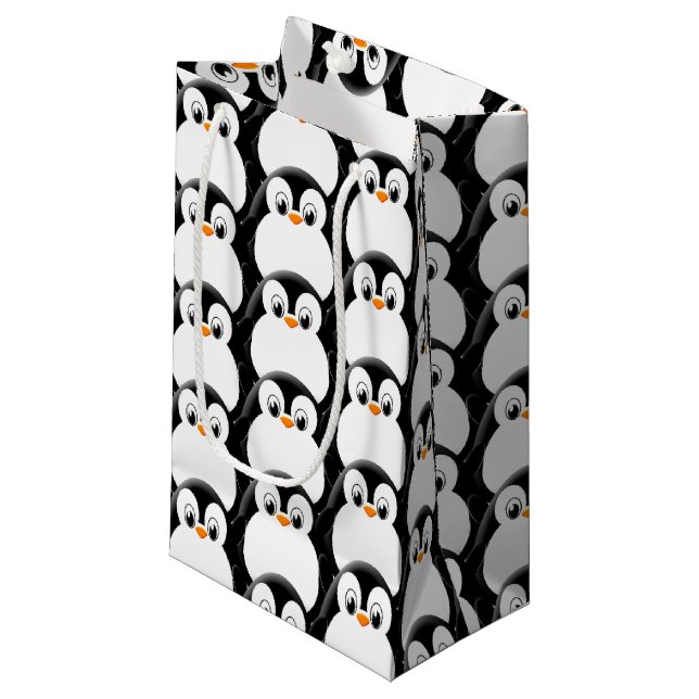 Cute Fat Penguin All Over Print Pattern Small Gift Bag (Front Angled)