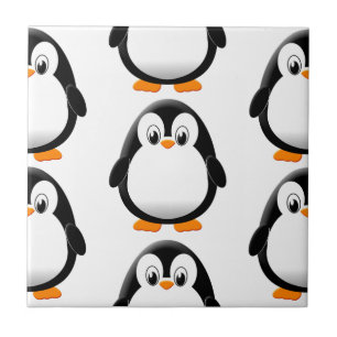 Cute Fat Penguin All Over Print White Ceramic Tile