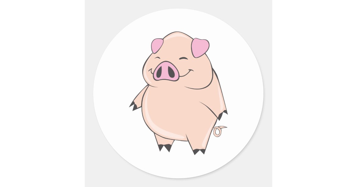 Cute Fat Pig Classic Round Sticker | Zazzle