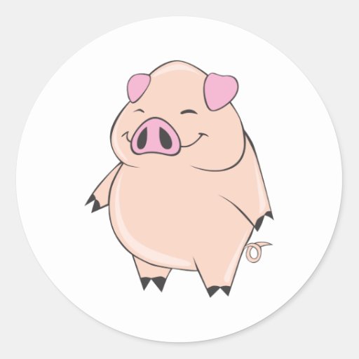 Cute Fat Pig Classic Round Sticker | Zazzle