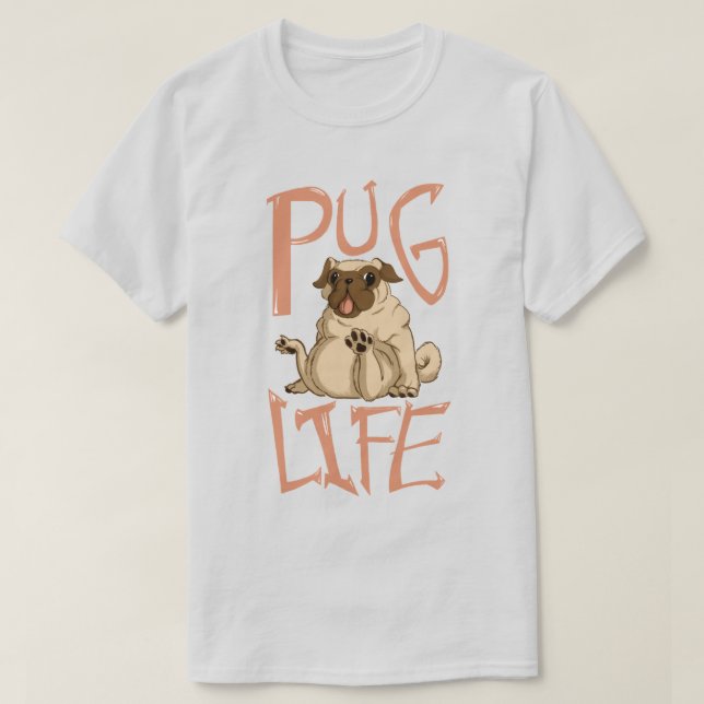 Cute Fat Pug T-Shirt (Design Front)