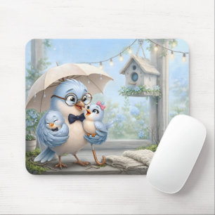 Cute Father Bird & Baby Mousepad