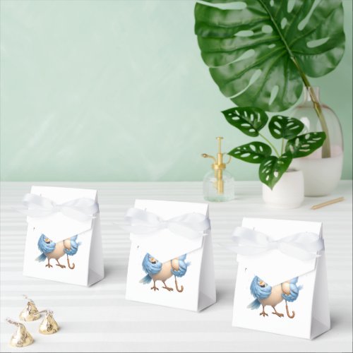 Cute Father Bird White Ribbon Favor Box