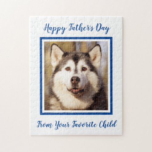 Cute Father Day Dog Favorite Child Funny Pet Photo Jigsaw Puzzle