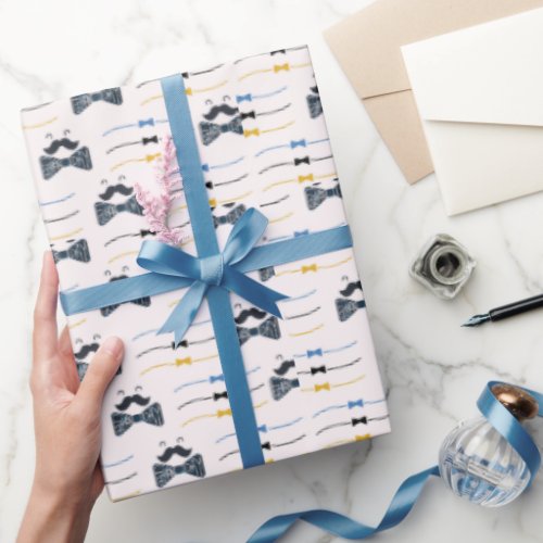 Cute Fathers Day Bow Tie Wrapping Paper
