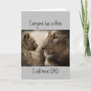 Cute Father's Day, Dad my Hero, Lion Family Card