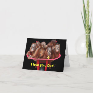 Cute Father's Day Monkey Business Letterpress Thank You Card