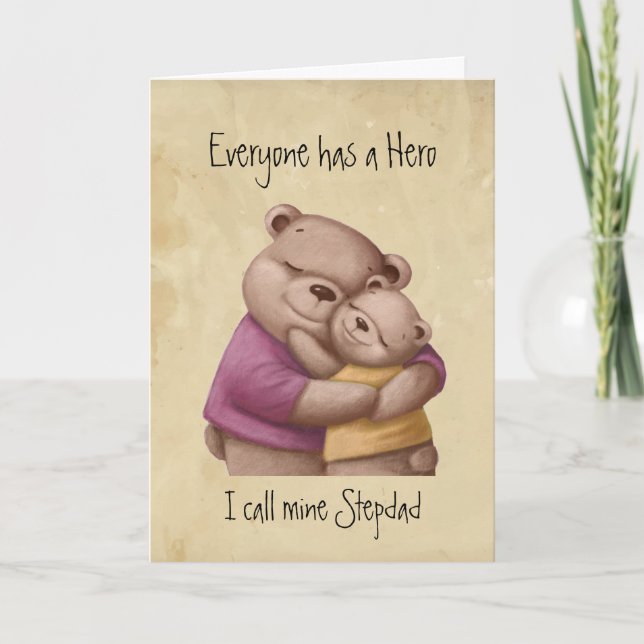 Cute Father's Day Stepdad Great Grandpa Hero Bear Card (Front)