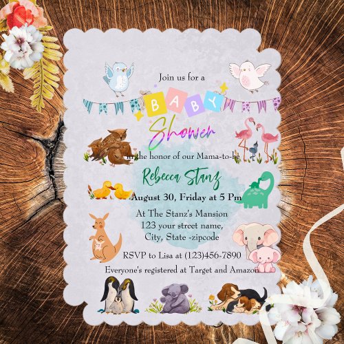 Cute Fauna Mama_Baby Themed Baby Shower Invitation