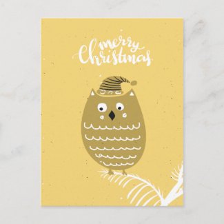 Cute Faux Gold Christmas Owl