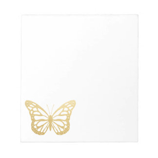 Cute Faux Gold Foil Butterfly Notepad