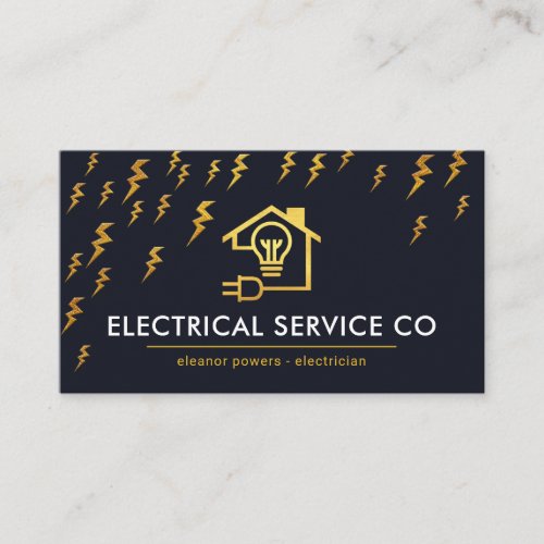Cute Faux Gold Lightning Strikes Business Card