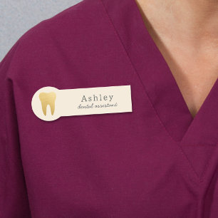 Cute Faux Gold Tooth Dental Office Employee Name Tag