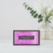Cute Faux Hot Pink Sequins Beauty and Fashion Business Card (Standing Front)